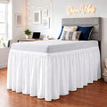 SGI bedding Dorm Bed Skirt Twin XL 32 Inch Drop Length - White, Ruffled Pattern College Dorm Room Bed Skirts - Split Corner, Easy Care, Wrinkle Free 1800 Series Microfiber Bed Skirt