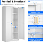 Polup White Kitchen Pantry Cabinet, 71 Inch Tall Metal Storage Cabinet with Doors and Shelves, Pantry Cabinets for Kitchen Storage, Freestanding Cupboard for Living, Dining Room, Assemble Required