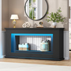 Loomie 63” Long Console Tables for Entryway, Narrow Long Entry Table with LED Lights, 2-Tier Sofa Table Behind Couch, Modern Hallway Accent Table for Living Room, Entrance (Black)