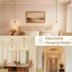 5.9" Mini Black Gold Pendant Lights Kitchen Island 2 Pack, Small Brushed Brass Hammered Glass Pendant Light Fixtures, Modern Hanging Lights Kitchen Pendant Lighting over Sink Bathroom Dining Room