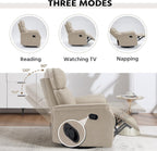 HAOMARKETS Swivel Rocker Recliner Chair Set of 2, Manual Faux Leather Glider Rocking Recliners for Adults, 360° Swivel Nursery Reclining Sofa with Padded Backrest for Living Room, Beige
