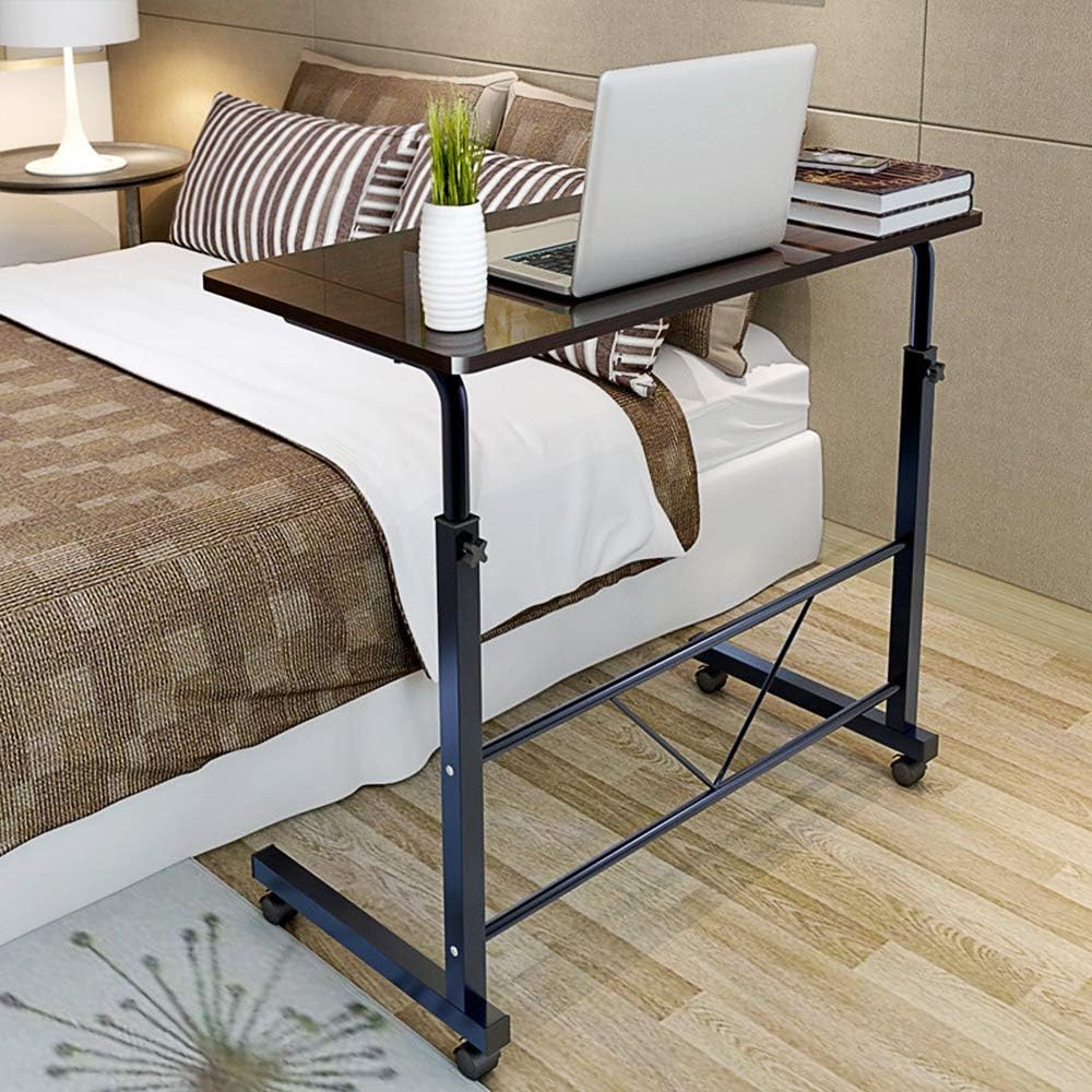 Magazine Snack Table on Wheels Sofa Couch Side Coffee Table TV Trays Rolling Laptop Computer Desk C-Shaped Mobile Chair Bed Side End Table for Living Room Bedroom(31.5L x 18.1W)