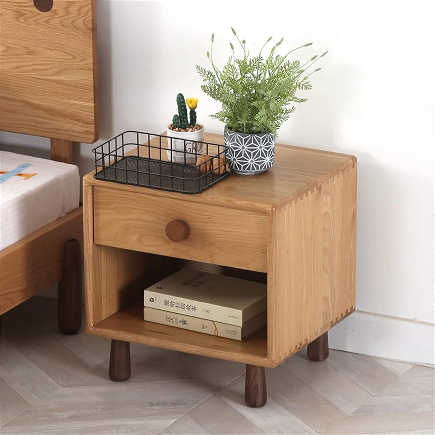NordicSolidWoodChildren'sBedsideTable,CartoonNightstandForBedroom,BoyAndGirlBedsideCabinet2Drawer,SimpleBedroomStorageCabinet45X38X45CM(Color:B) Needed