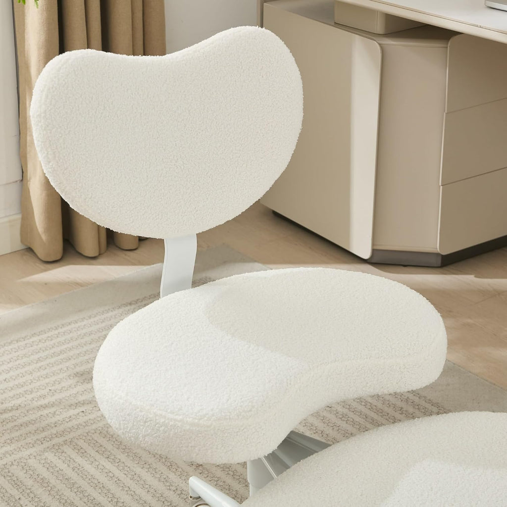 Meditation Chair Plus, Cross Legged Kneeling Office Chair with Wheels, Adjustable Swivel Stool, Lumbar Support, Ergonomic Criss Cross Desk Chair, Ivory, Silla de rodillas ergonómica (Lovry)