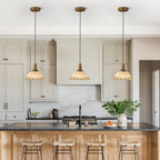 HDDFL Glass Pendant Lights Modern Pendant Lighting Fixtures Hanging Lamp for Kitchen Island Bedroom Dining Room Coffee Shop Hallway Brown and Brass