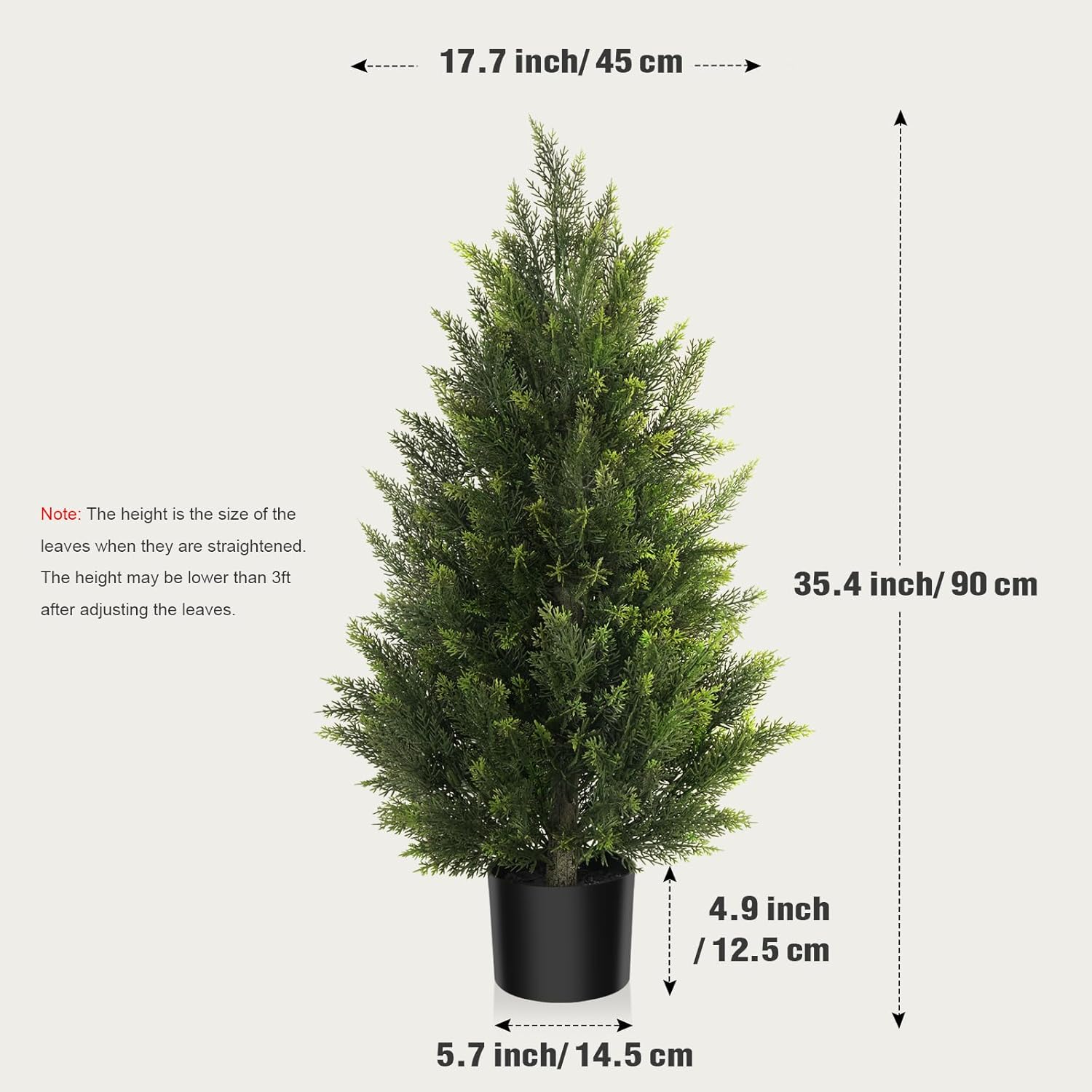 Vitalismo Outdoor Artificial Cedar Topiary Tree, Faux Evergreen Shrubs for Front Porch Decor, Lifelike Fake Bushes Plants for Home Living Room Front Door Decor (2, 3ft)