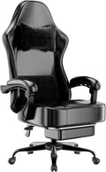 Gaming Chair, High Back Computer Chair with Pocketed Spring Cushion and Footrest, Height Adjustable Game Chair with Headrest and Lumbar Support