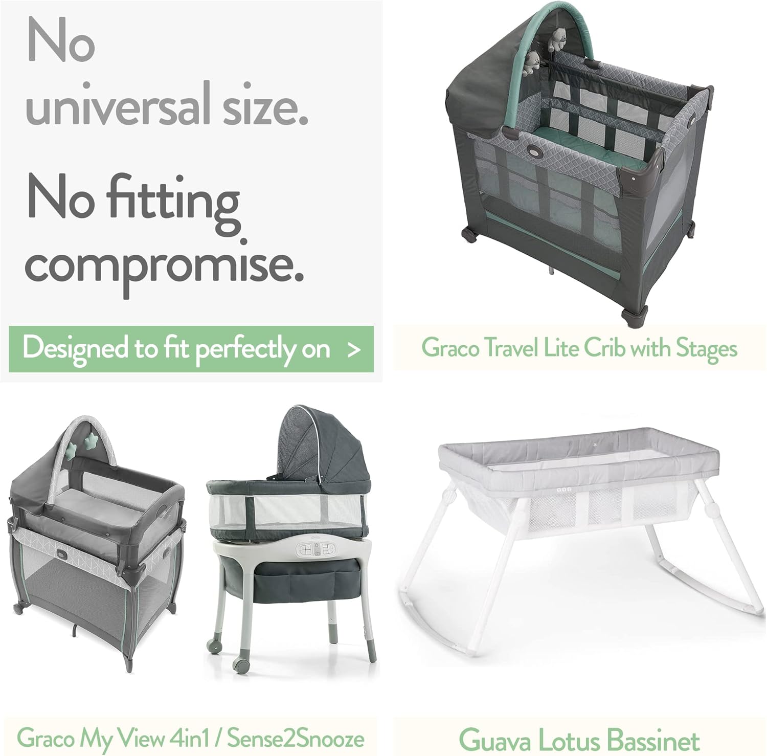 Joey + Joan Bassinet Fitted Sheets for Nestig Mini Crib, Graco Travel Lite Crib & Bassinets, Guava Bassinet 20x30 Inch – 100% Jersey Cotton Fitted Sheets – Light + Dark Sage Green – 2 Pack