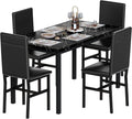 AWQM 5 Piece Dining Table Set for 4,Faux Marble Kitchen Table and Chairs for 4, Modern Dining Room Table with 4 Chairs,Dinner Table Set for Small Spaces, Black