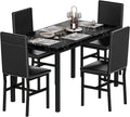 AWQM 5 Piece Dining Table Set for 4,Faux Marble Kitchen Table and Chairs for 4, Modern Dining Room Table with 4 Chairs,Dinner Table Set for Small Spaces, Black