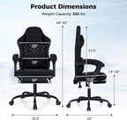 Goplus Gaming Chair, Ergonomic Office Chair with Foot Rest, Lumbar Support, Linkage Armrests, Detachable Headrest, 360°Swivel Computer Chair w/Adjustable Backrest & Height, 330 lbs Capacity (Black)