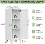 46" Tall Metal Pantry Cabinet, Kitchen Pantry Storage Cabinets with 1 Door and 2 Adjustable Shelves, Small Bathroom Cabinet,Cupboard for Kitchen, Dining Room- Assembly Required/White