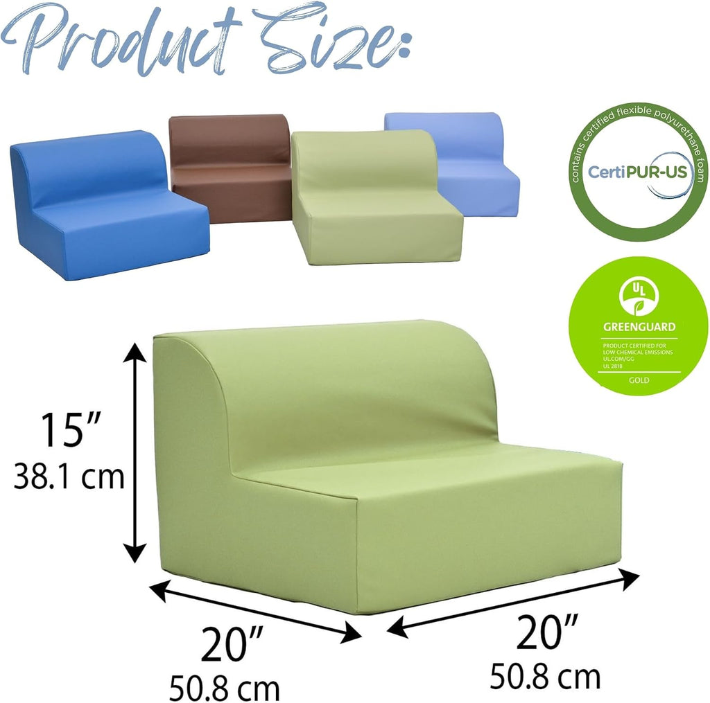 Children's Factory Library Loungers, Flexible Seating Classroom Furniture, Comfy Kids Chairs, Woodland, Set of 4