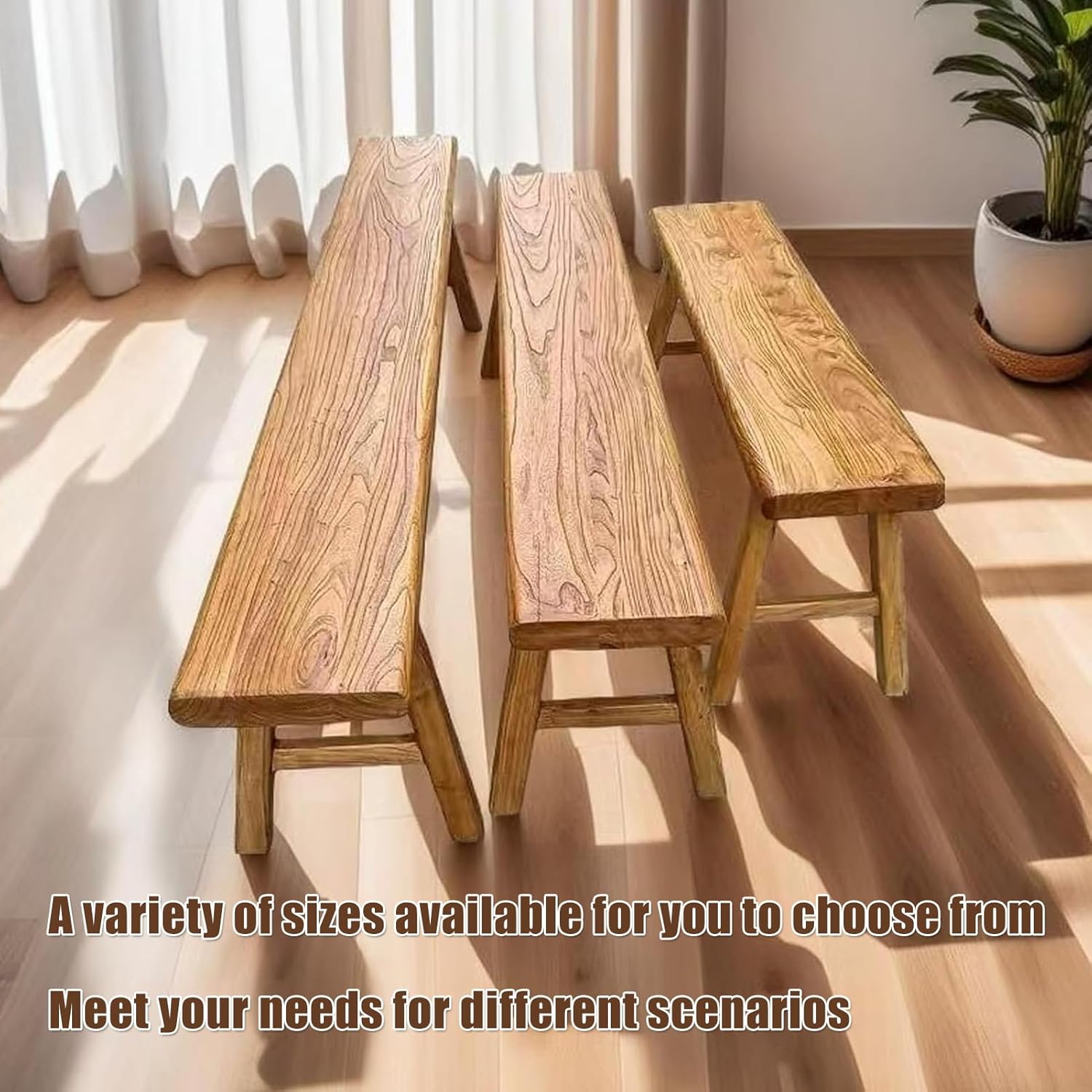 Reclaimed Elm Rustic Entry Way Benches Seat-Farmhouse Indoor Solid Wooden Noodle Bench,Maximum Load 880IB,Handcraft for Entryway Bedroom/Living Room/Dining Room
