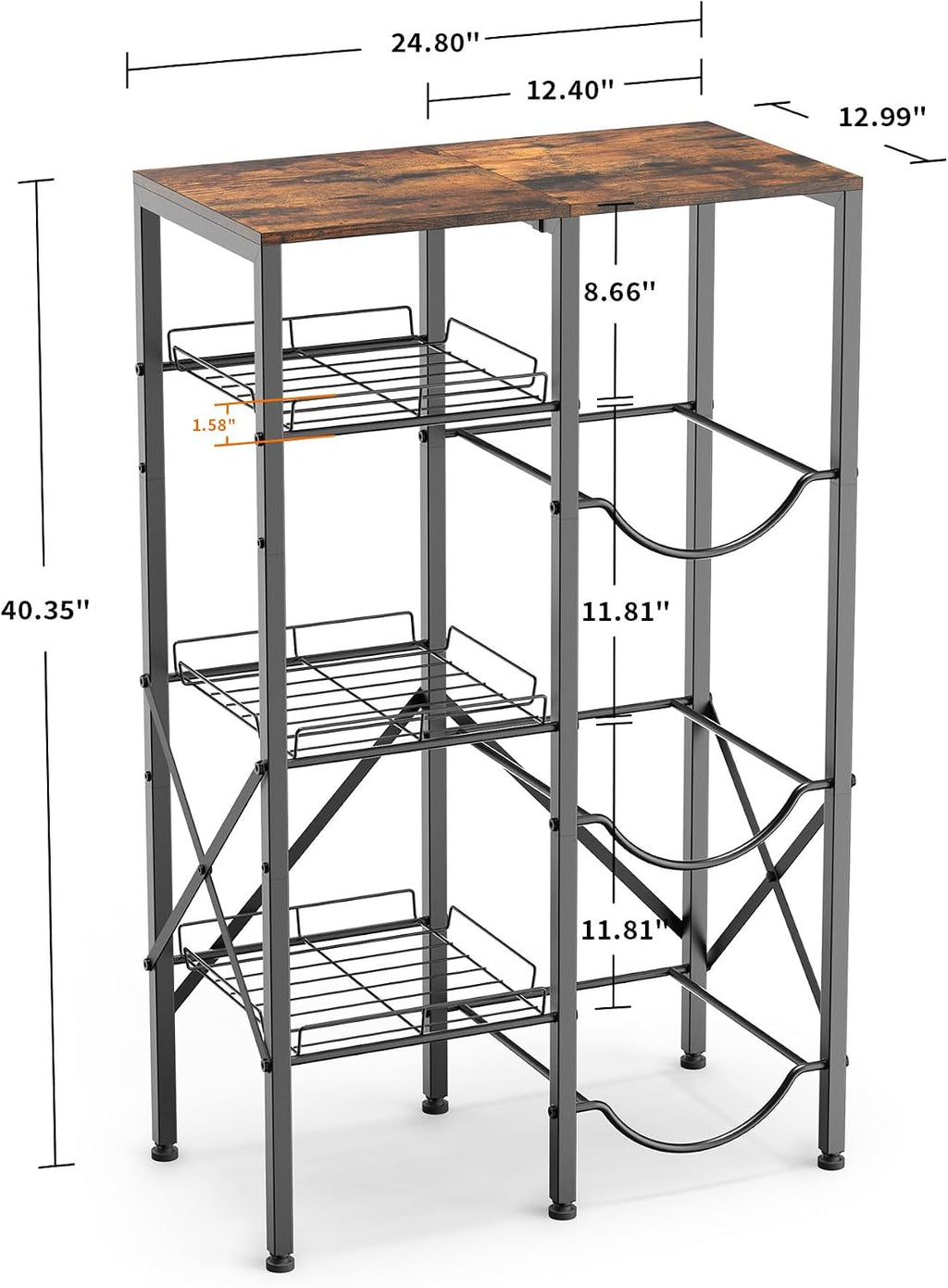 5 Gallon Water Jug Holder - Water Stand for 5 Gallon Bottle with Wire Storage Basket - 4 Tier Heavy Duty Water Jug Storage Rack for Home Kitchen Living Room Office