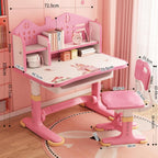Kids Functional Desk and Chair Set, Study Desk with Chair, Height Adjustable Children School Desk with Storage Drawer for Boys Girls Pink