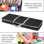 Christmas Gift Wrap Organizer | Wrapping Paper Storage Container Box (37” x 14” x 4”) Constructed of Durable 600D Oxford Material (Black)