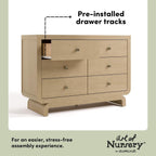 Storkcraft Santorini 6 Drawer Double Dresser, Driftwood | GREENGUARD Gold Certified, Interlocking Drawer System, Premium Wood Dresser Drawer Organizer for Nursery and Kids Bedroom