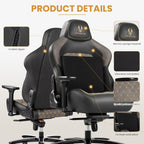 Fantasylab Big and Tall Gaming Chair 440LBS Heavy Duty High-Back Computer Chair with Memory Foam Lumbar Support, 4D Adjustable Armrests, Metal Base, Swivel & Recline for PC Gaming and Office