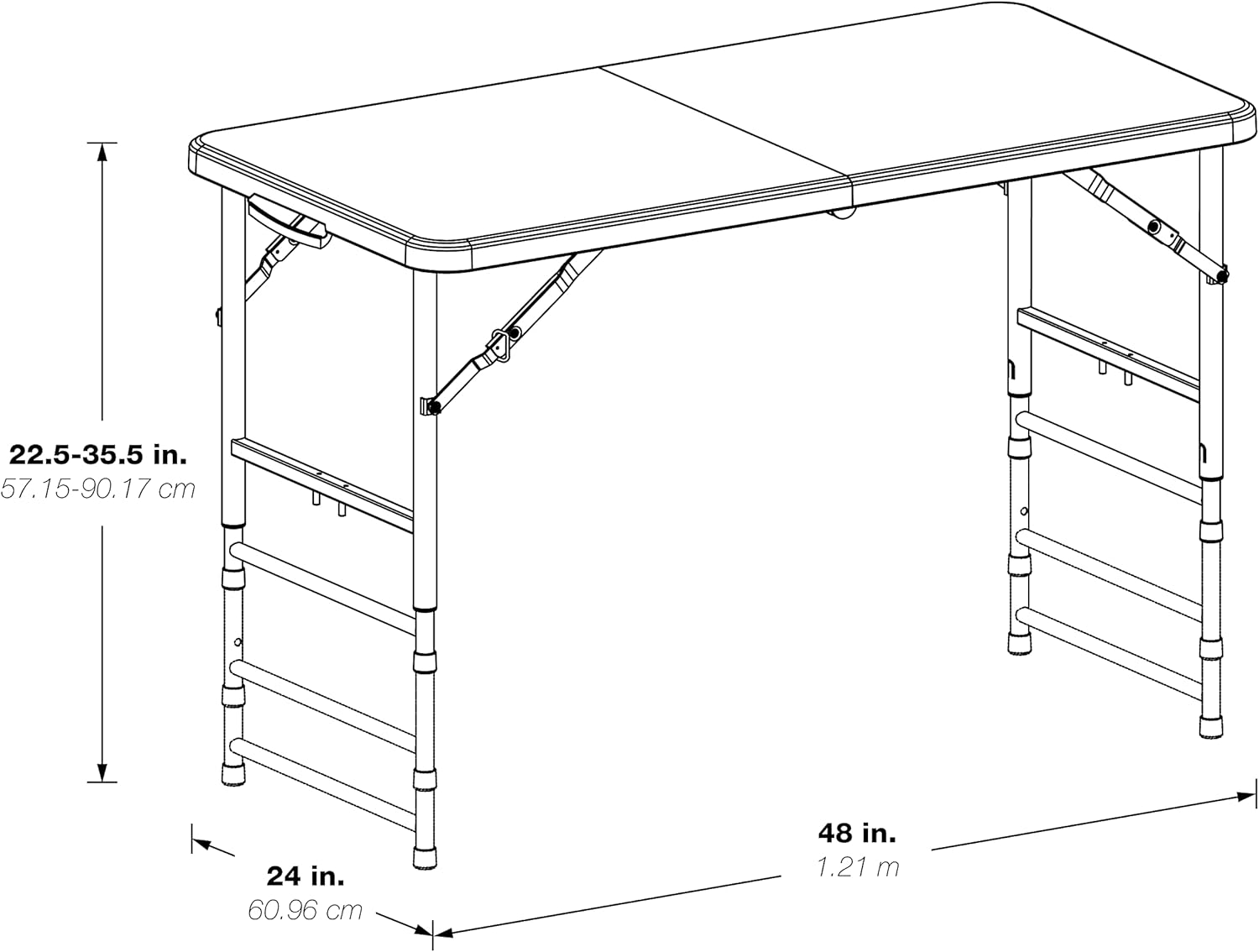 Office Star Resin Multipurpose Rectangle Table, 4-Feet Long, Height Adjustable, Center Folding Table, Light Gray