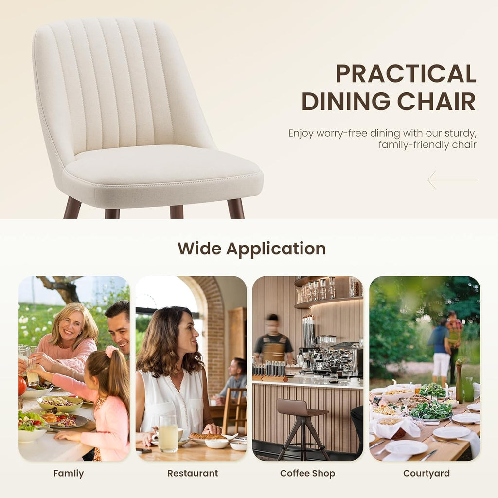 MALOL Upholstered Dining Chairs Set of 4, Modern Fabric Kitchen Chairs with Back, Wood Legs for Kitchen Dining Room Restaurant, Beige