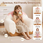 OUOZZZ Toddler Chair for Ages 1–6, Soft Sherpa Kids Sofa with Book Pocket & Carry Handle, Cozy Single-Seat Couch for Playroom or Bedroom, Birthday Gift for Girls (Ice Cream)