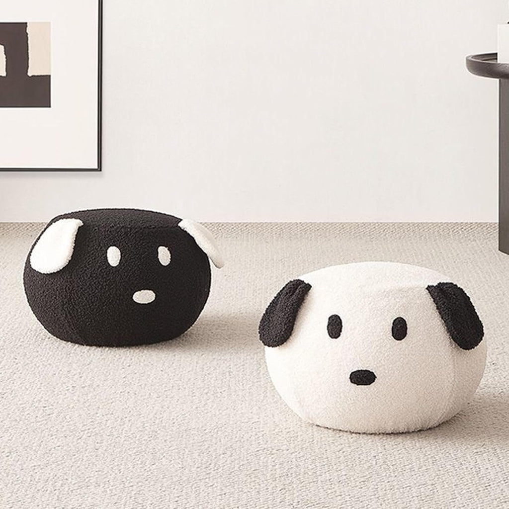 Footstool Animal Footstools Step Stool Kids Stool Upholstered Ottoman Bench Animal Footrest Seat Soft Padded Cushion Suitable for Home, Black Dog
