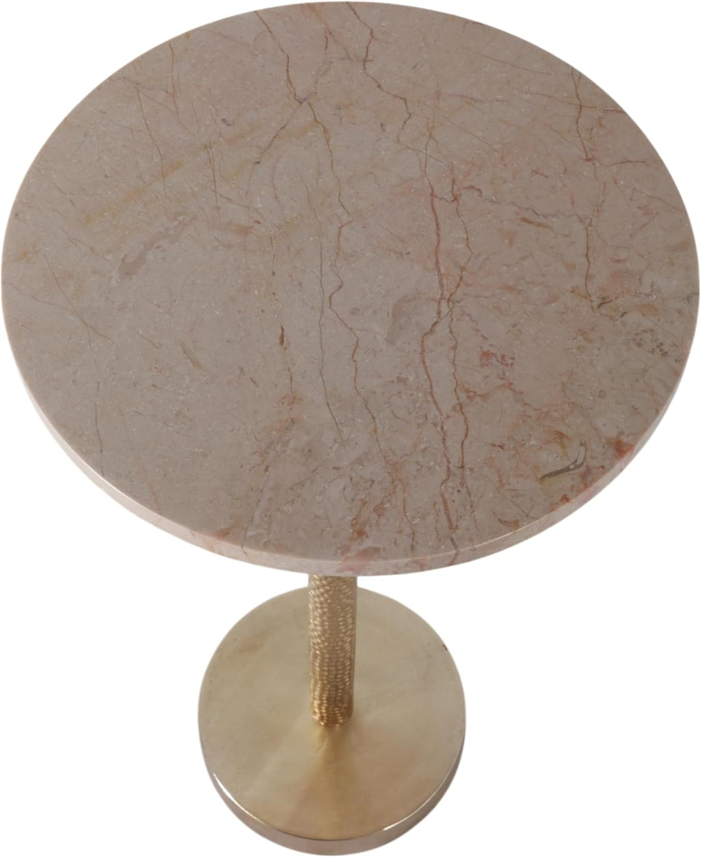 Modern Round Marble End or Side Table for Home Decor - Elegant Small Table Stand for Bedside Night Stand, Room, or Living Room Decor - Stylish Drink Table for Small Space or Bedroom Decor - 24", Ivory