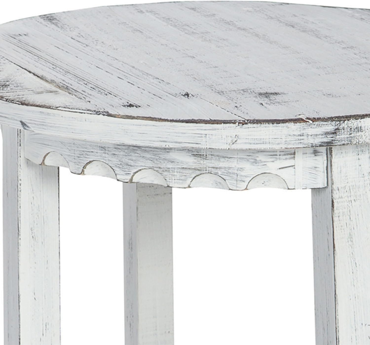 Alaterre Furniture Country Cottage Rustic Farmhouse Nightstand Set of 2-20in Small Round Side Table Set with Storage Shelf - Solid Wood Rustic Nightstands for Living Room or Bedroom (Antique White)