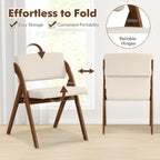 Byroce Folding Dining Chairs Set of 2, Non-Assembly Wood Kitchen Chairs with Upholstered Seat & Backrest, Portable Farmhouse Accent Furniture for Party, Wedding, Home Office, Walnut (1)
