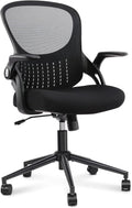 Home Office Chair Ergonomic Desk Chair Mesh Computer Chair Modern Height Adjustable Swivel Chair with Lumbar Support/Flip-up Arms, Black