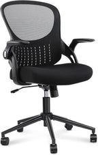 Home Office Chair Ergonomic Desk Chair Mesh Computer Chair Modern Height Adjustable Swivel Chair with Lumbar Support/Flip-up Arms, Black