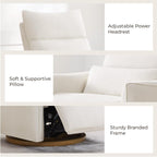 CHITA Swivel Rocker Recliner Chair, Power Nursery Glider Recliner, Nursery Rocking Chair with Adjustable Power Headrest, FSC Certified, Solid Wood Base, Cream