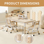 Hulaibit Kids Table and 4 Chairs Set, Height Adjustable Toddler Table and Chairs Set, Graffiti Desktop Children Activity Table for Ages 3-8, Daycare, Classroom, Home