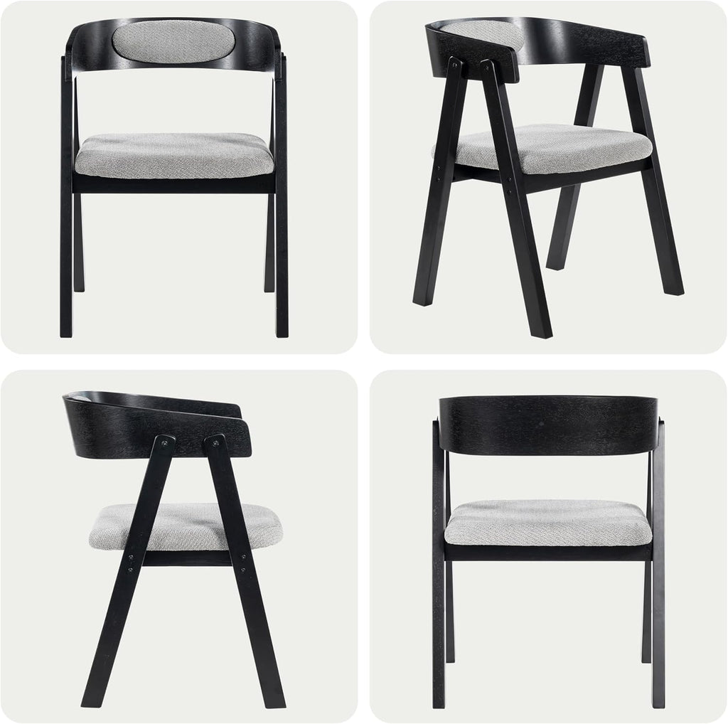 Chogori Wooden Dining Chairs, Modern Dining Room Chairs with Arms and Upholstered Seat, Farmhouse Style Chairs for Kitchen, Dining Room, Living Room (Black, Set of 4)