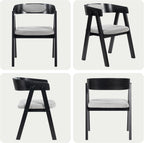 Chogori Wooden Dining Chairs, Modern Dining Room Chairs with Arms and Upholstered Seat, Farmhouse Style Chairs for Kitchen, Dining Room, Living Room (Black, Set of 4)