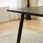 IDS Home Black Wood Dining Table 51 Inch, Rectangular Kitchen Table with Metal Iron Frame, Modern Wood Grain Table for Small Space Apartment
