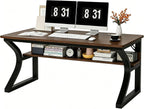 47 X 23.6'' Computer Desk, Home Office Desks w/Shelf Storage, Computer Desk w/Metal Frame, Cable Management, Study Student Desk Writing Work Table Deeper & Thicker Desktop for Home Bedroom