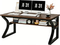 47 X 23.6'' Computer Desk, Home Office Desks w/Shelf Storage, Computer Desk w/Metal Frame, Cable Management, Study Student Desk Writing Work Table Deeper & Thicker Desktop for Home Bedroom