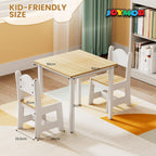 JOYMOR Kids Table and 2 Chairs, Toddler Table and Chair Set, Wooden Activity Table for Children with Chairs, Perfect for Arts, Crafts and Nursery Use, Natural & White