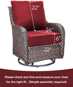 Luxury 22x24/22x25 6-Inch Outdoor Chair Cushions Set of 4 - Heavy Duty Water-Resistant Seat Cushion for Patio Furniture Set Dining Gliding Rocking Chairs Loveseat L-Shape Sofa - Red