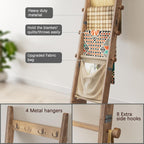 REFGY 5-Tier Blanket Ladder Shelf, 5.3FT (63'') Wall Leaning Blanket Ladders for Living Room Bedroom, Decorative Quilt Rack with 4 Metal Hooks, Rustic Farmhouse Decorative Ladder for Blankets, Brown