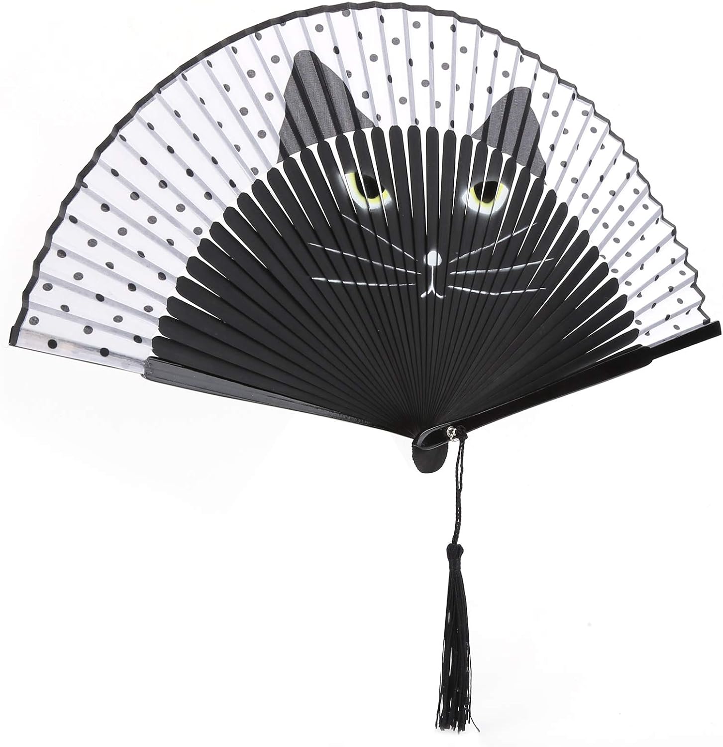 Cat Folding Fan, Japanese Style Hand Held Fan, Portable Cooling Blower with Distinctive Cat Pattern, Ideal for Keeping Cool, Dancing, Weddings, Parties & Gifts