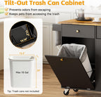 50.4" Kitchen Island with Storage,Rolling Kitchen Table with Power Outlet, Kitchen Island Cart with Folding Drop Leaf, Trash Storage Cabinet, Spice Rack, Towel Rack and Drawer-Black