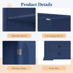 63.3" Traditional Freestanding Buffet Hutch with Storage Shelves & Organizer, Large Kitchen Pantry with Workstation (Blue17)