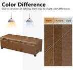 Joveco 47 Inch Storage Ottoman Bench,Tufted Leather Storage Bench with Nailhead Trim for Bedroom (47”,Ochre Yellow)