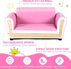 INFANS 2 Seat Children Sofa with Footstool, Sturdy Wood Construction, Armrest Couch for Preschool Kids, Kid Couch Lounge Bed with Ottoman