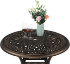 VINGLI 35.4' Dia Patio Dining Table with Umbrella Hole, Cast Aluminum Bistro Table for Outdoor Garden Use (35.4' Dia x 29.5' H)