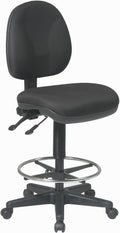 Office Star DC Series Deluxe Ergonomic Adjustable Padded Drafting Chair with 18.5 Inch Chromed Footring and Dual Wheel Carpet Casters, Icon Black Fabric