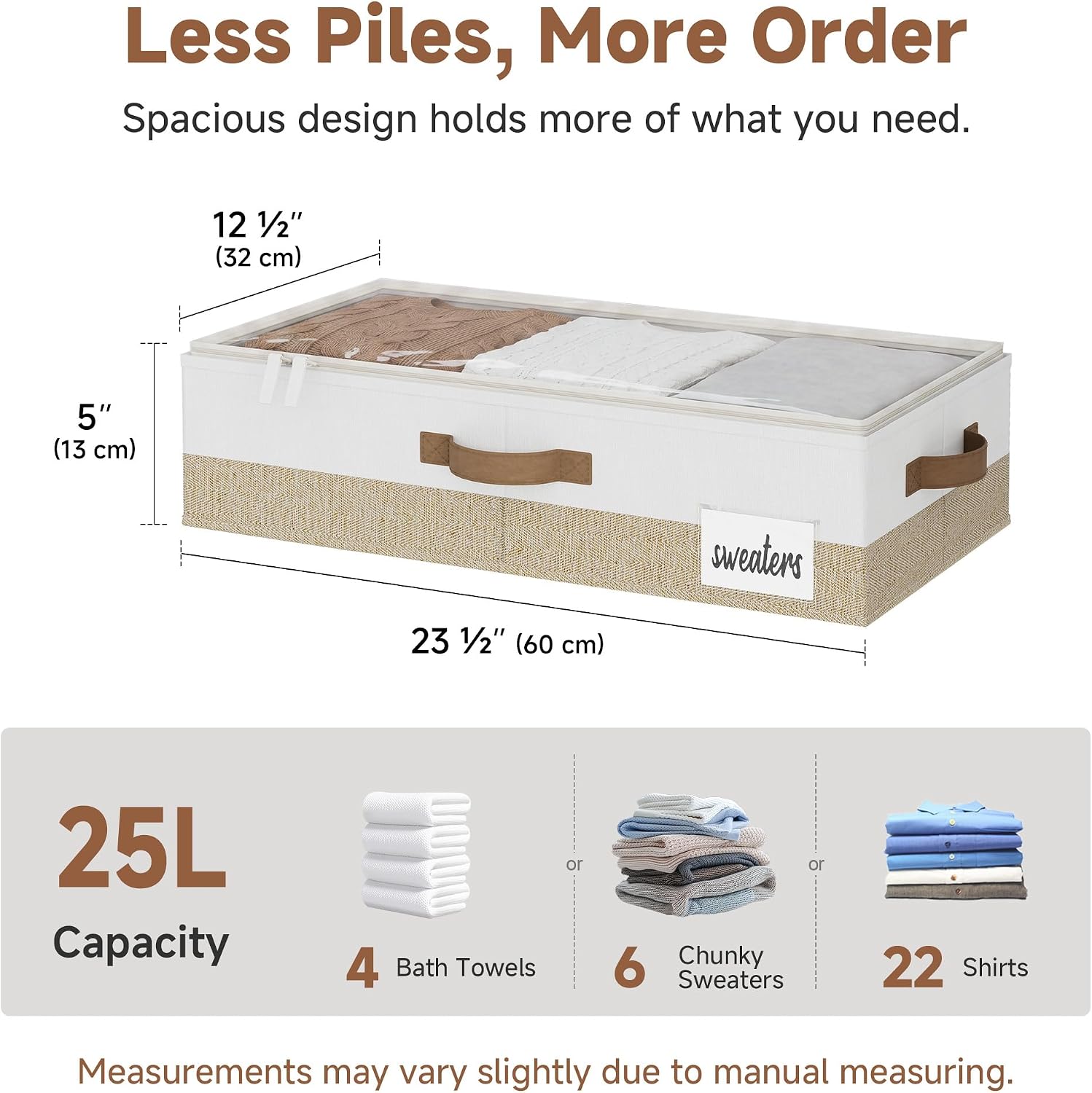 StorageWorks Under Bed Storage Containers - Underbed Storage with Handles and Label Holder, 2 Pack Ultra-thick Fabric Underbed Bins, Closet Organizer for Clothes, Blankets, Sweater